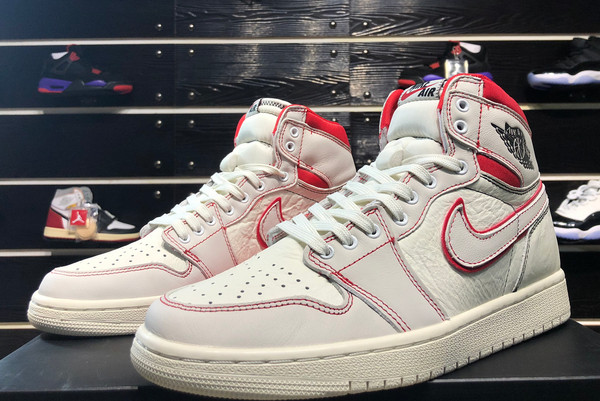 Air Jordan 1 High OG Phantom Sail Black-Phantom-University Red Shoes